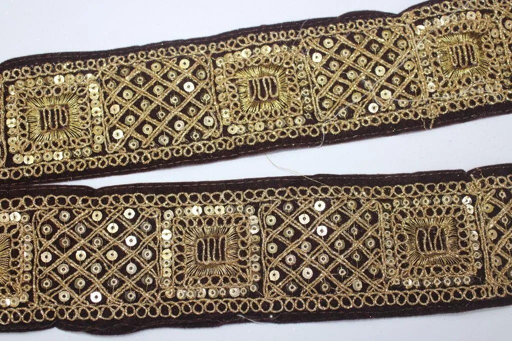 Brown Embellished Zari Work