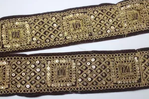 Brown Embellished Zari Work