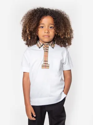 Burberry Boys Johane Polo Shirt In White