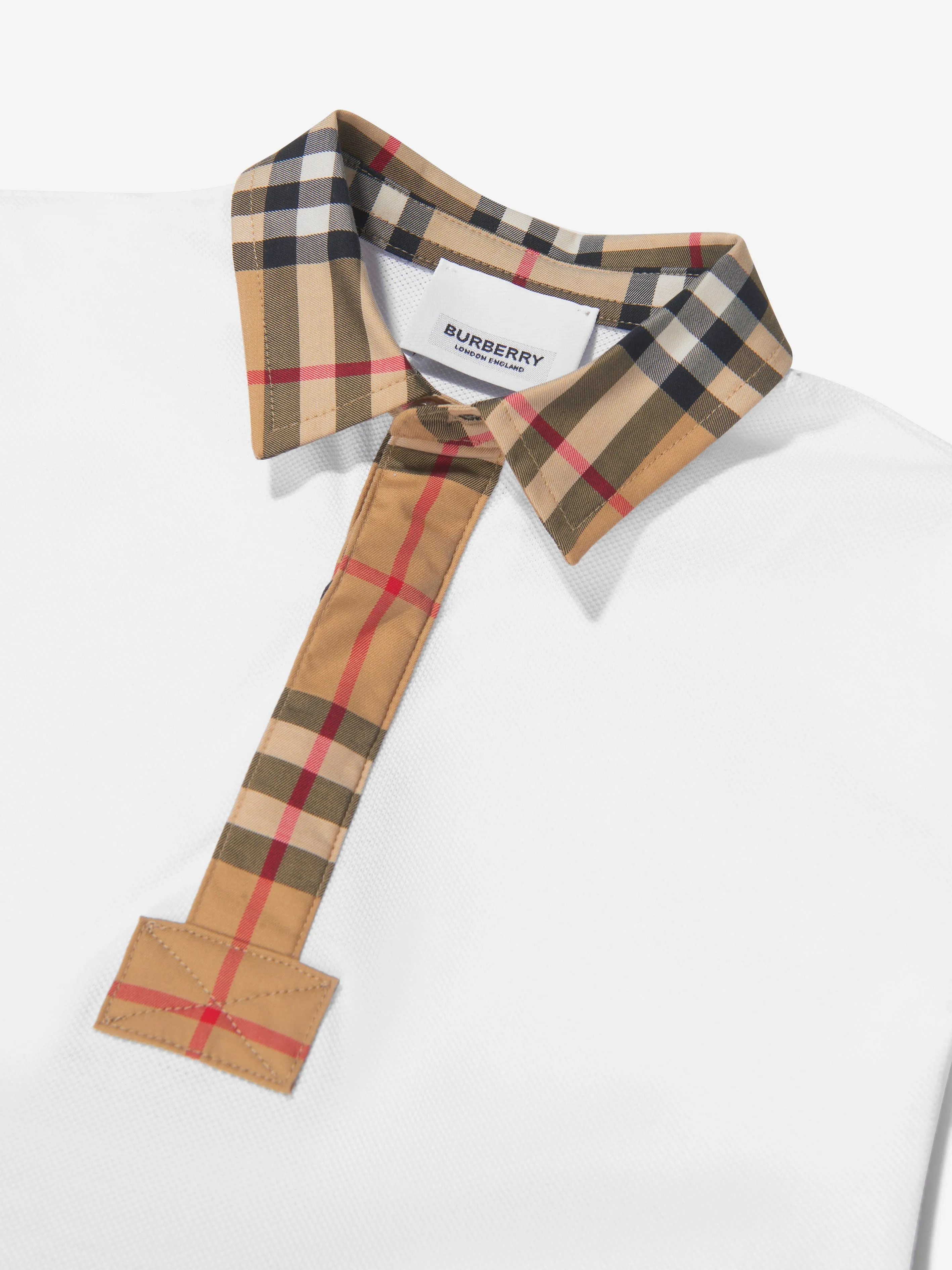 Burberry Boys Johane Polo Shirt In White