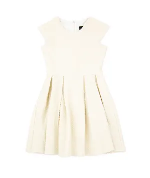 By Debra Girls Ivory Silver Fleck Cap Sleeve Box Pleat Dress