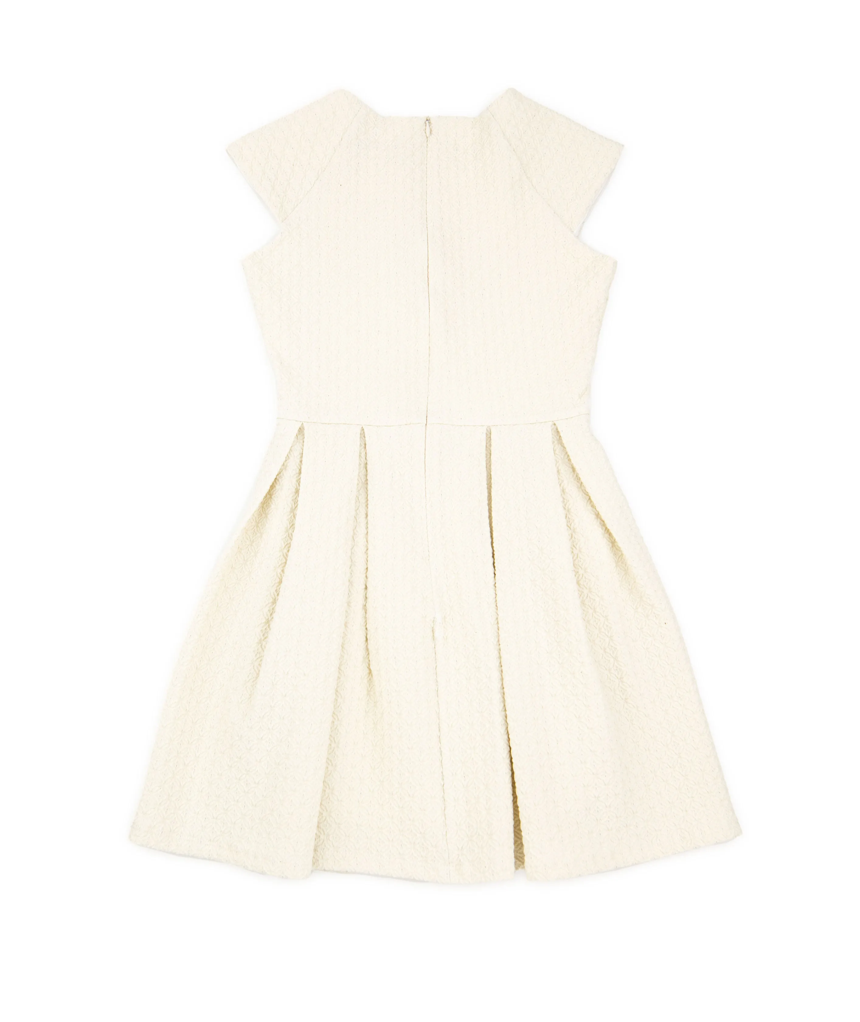 By Debra Girls Ivory Silver Fleck Cap Sleeve Box Pleat Dress