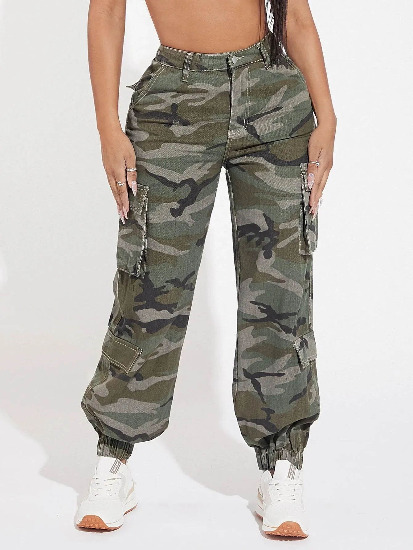 Camo Printed Cargo Jeans