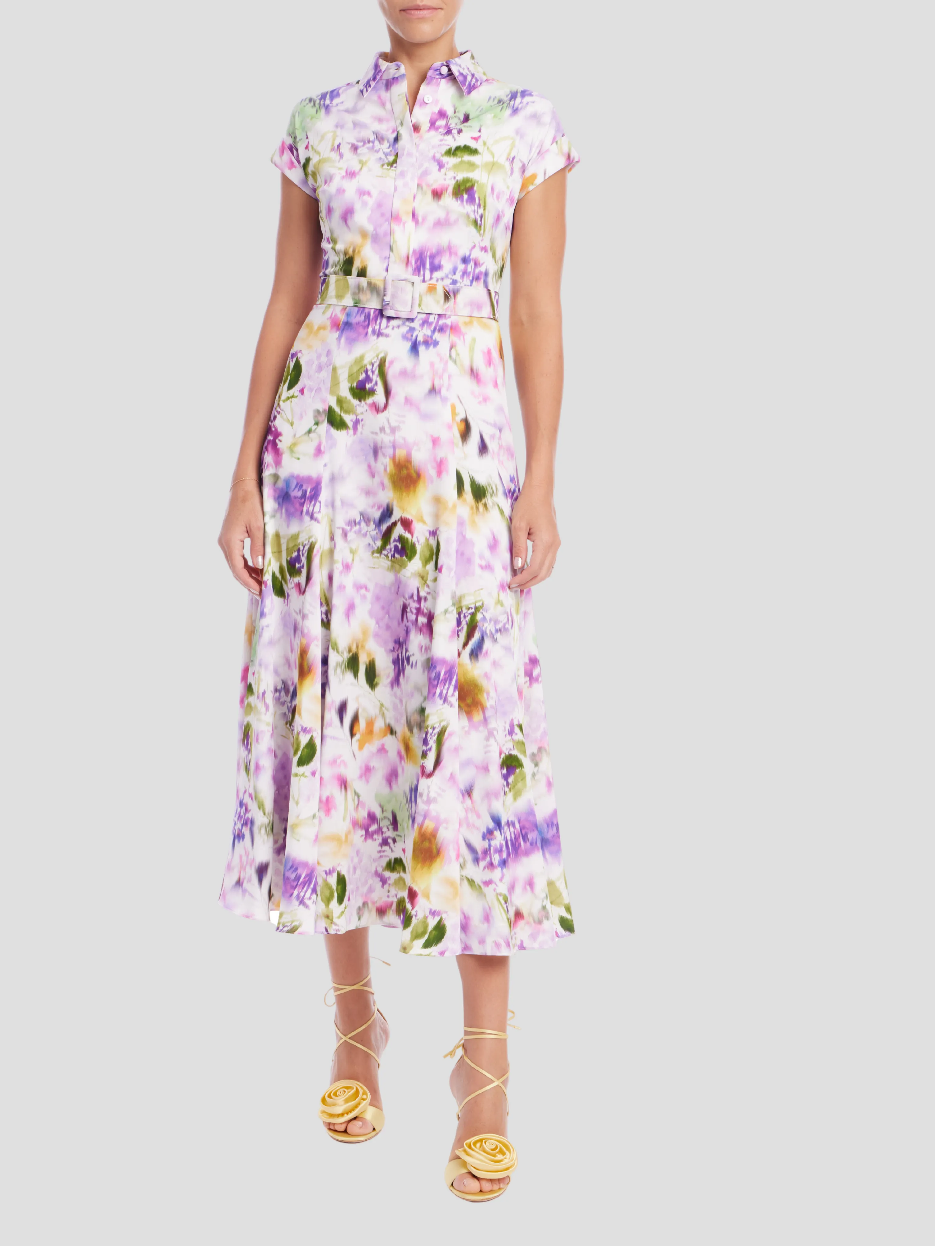 Cap Sleeve Shirt in Lilac Multi