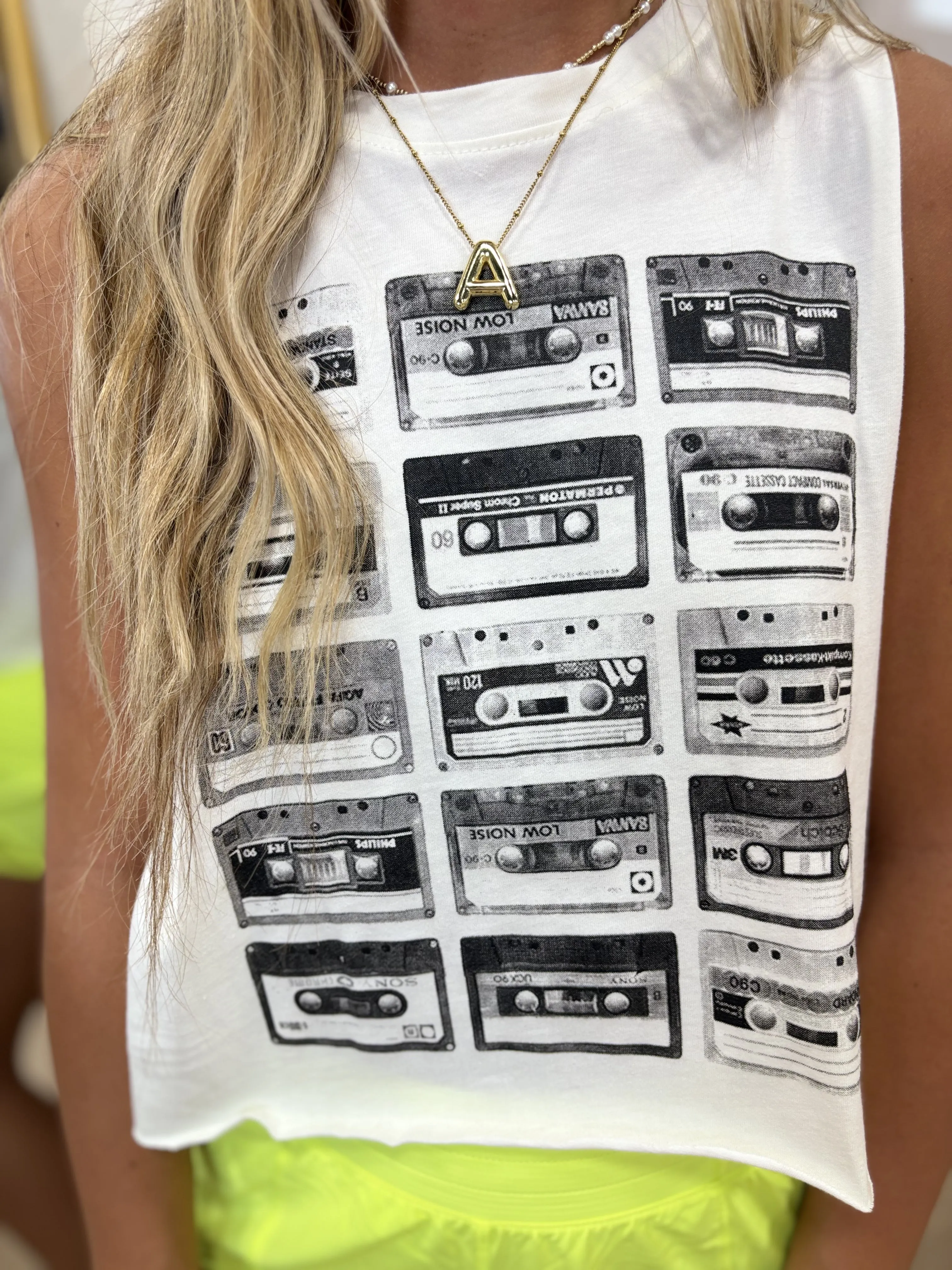 Cassette Sleeveless Muscle Tank Cream