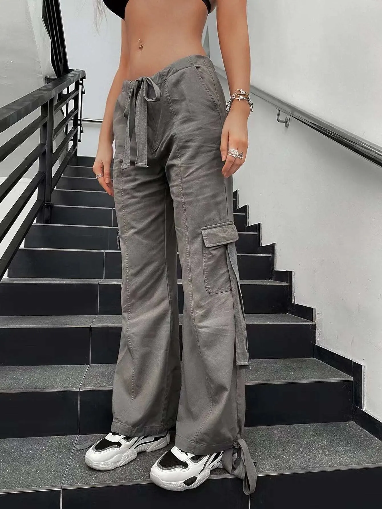 Casual Flap Pocket Parachute Cargo Pants