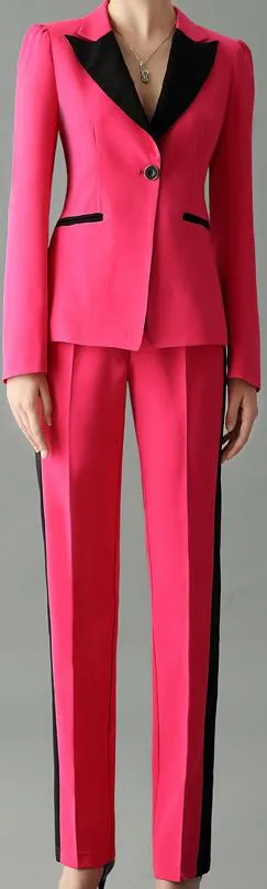 Color-Contrast Suit-Blazer-Jacket & Pant Set