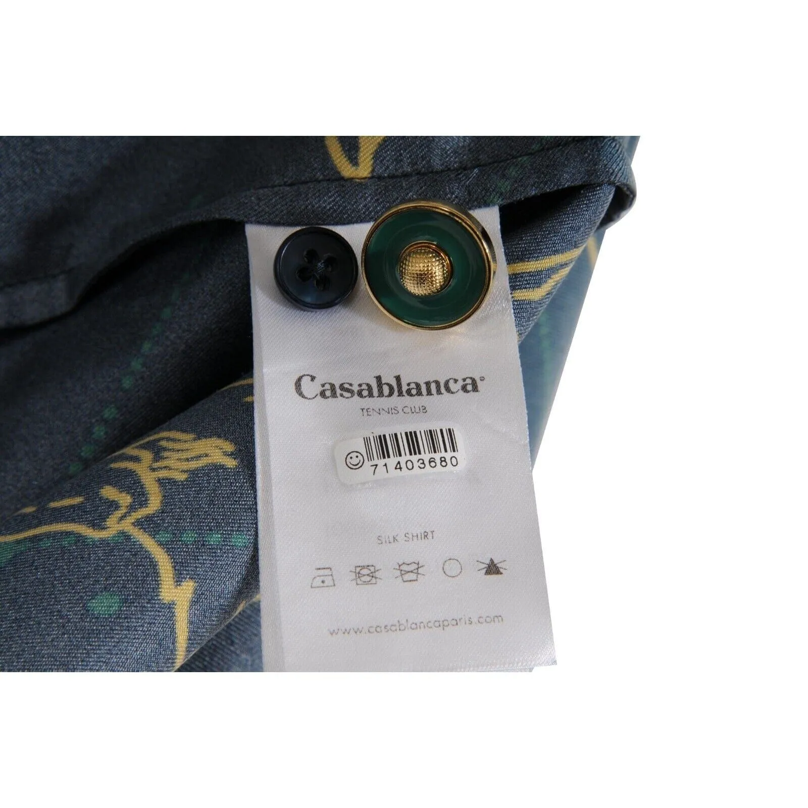 Constelation Stars Button Down Shirt Size Large Blue Gold Silk