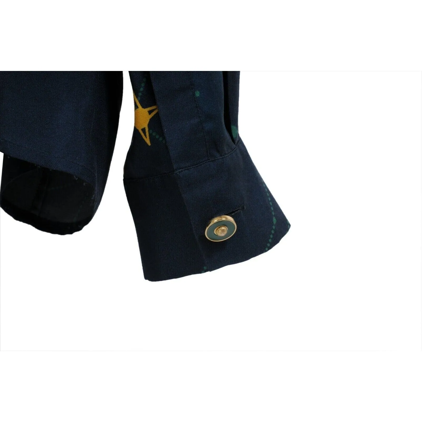 Constelation Stars Button Down Shirt Size Large Blue Gold Silk