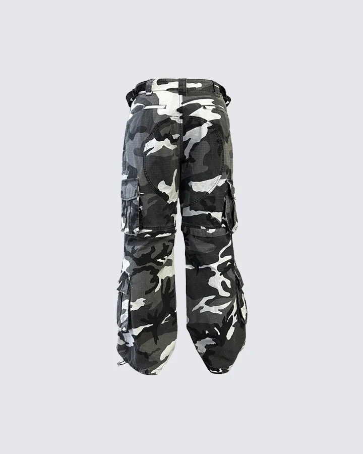 Convertible Detachable-Leg Camo Cargo Pants