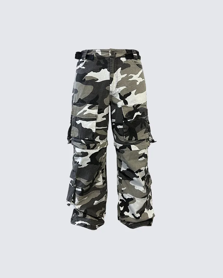 Convertible Detachable-Leg Camo Cargo Pants