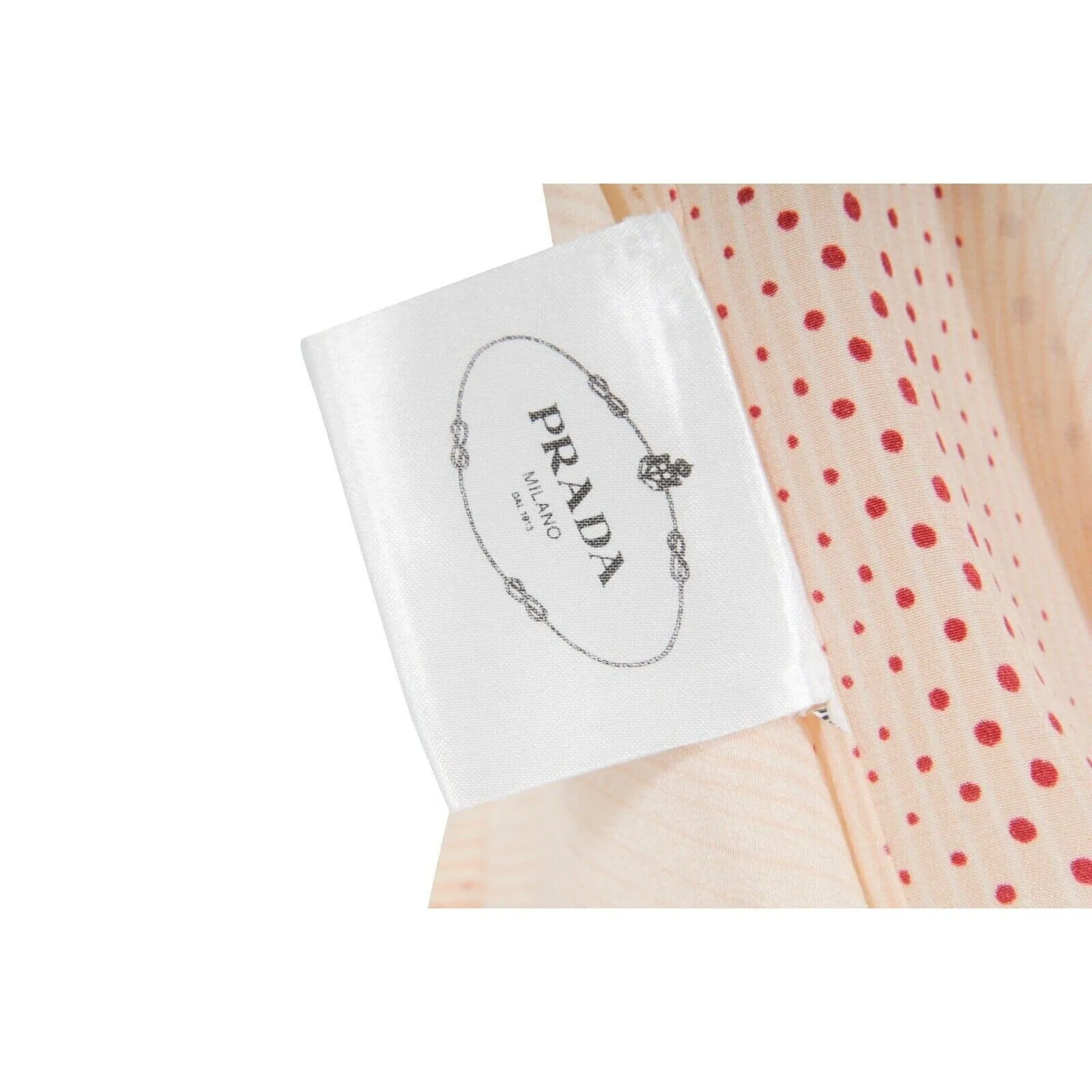 Cream Tan Red Orange Polka Dot Stripe Button Up Blouse
