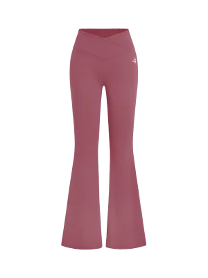 Cross-waist Flared Leggings - Ruby