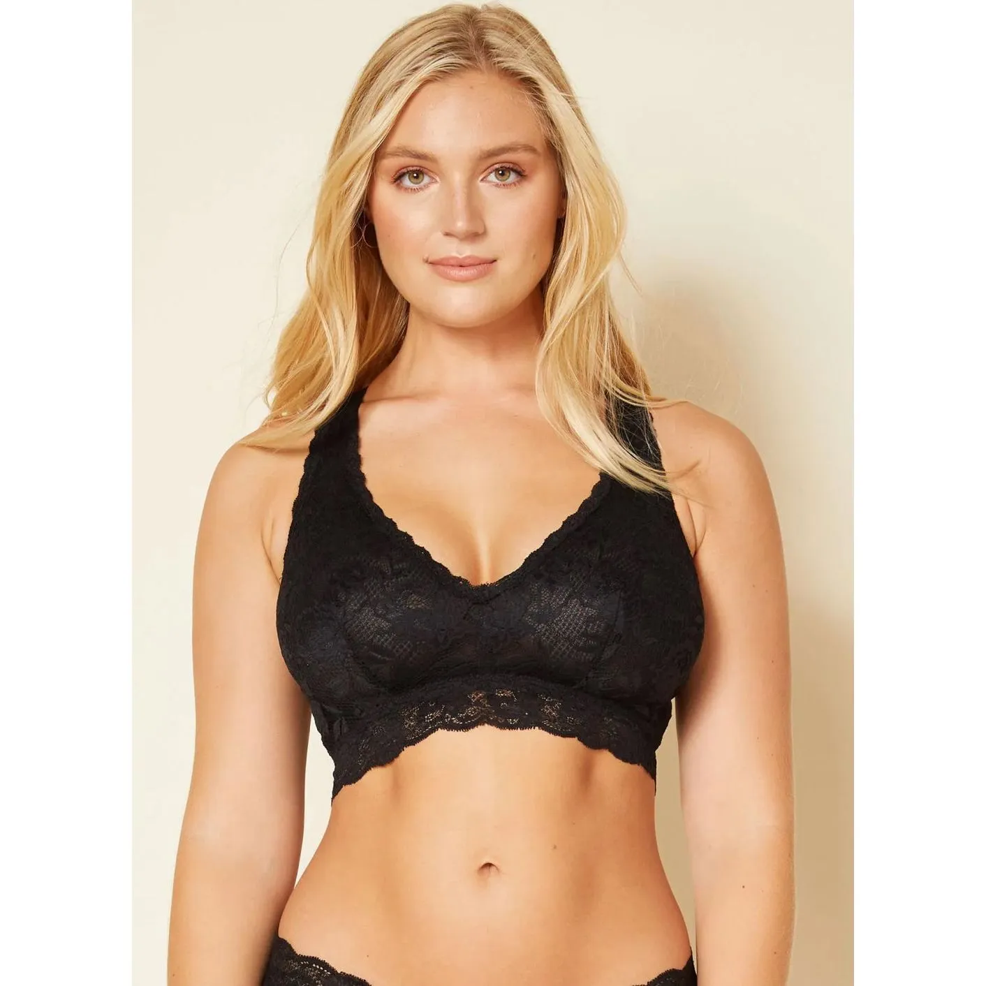 Curvy Racie Razerback Bralette  in Black