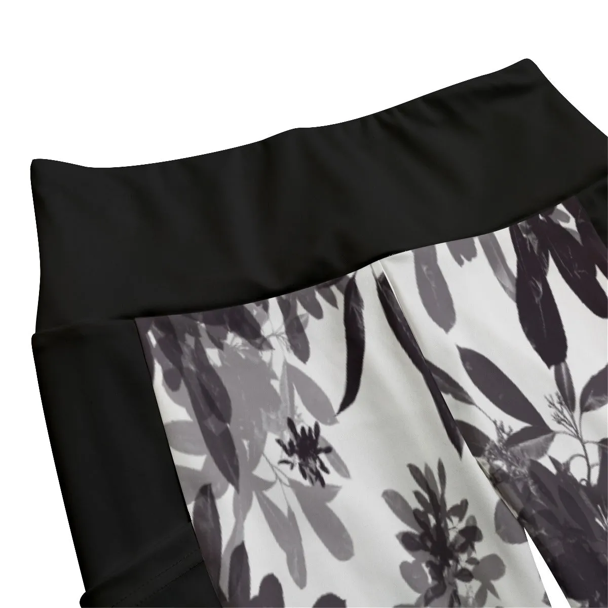 Dark leaves High Waist Leggings With Side Pockets up to 6 XL