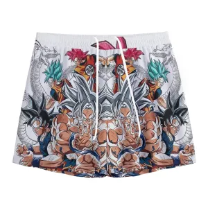 DBS Goku SSJ Transformations White God Blue Red Kaioken Ultra Instinct Mesh Shorts