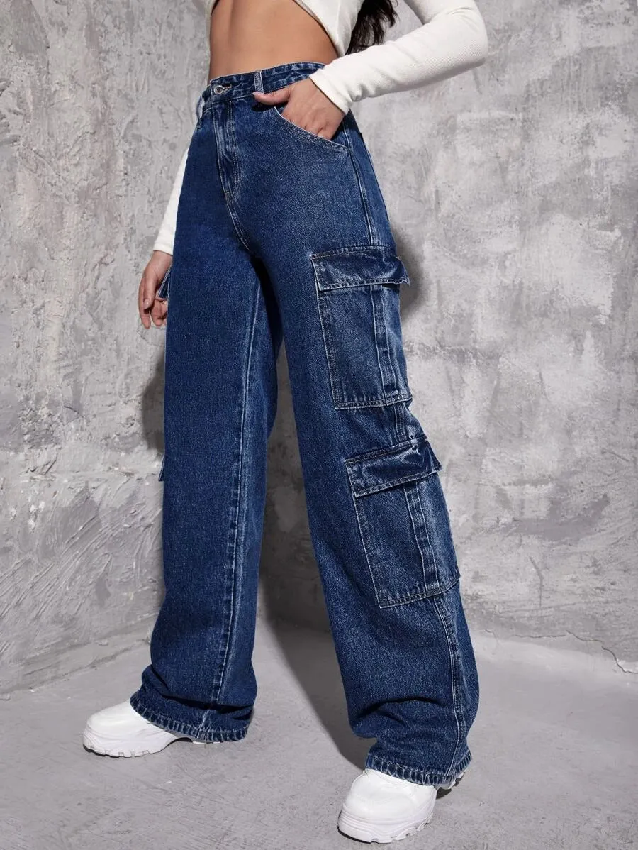 Denim Flap Pocket Cargo Jeans