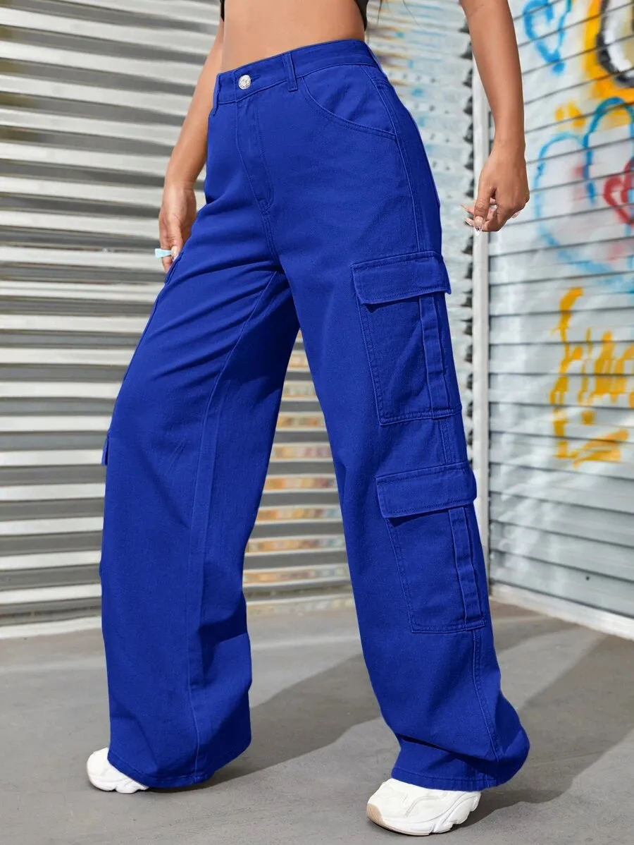 Denim Flap Pocket Cargo Jeans
