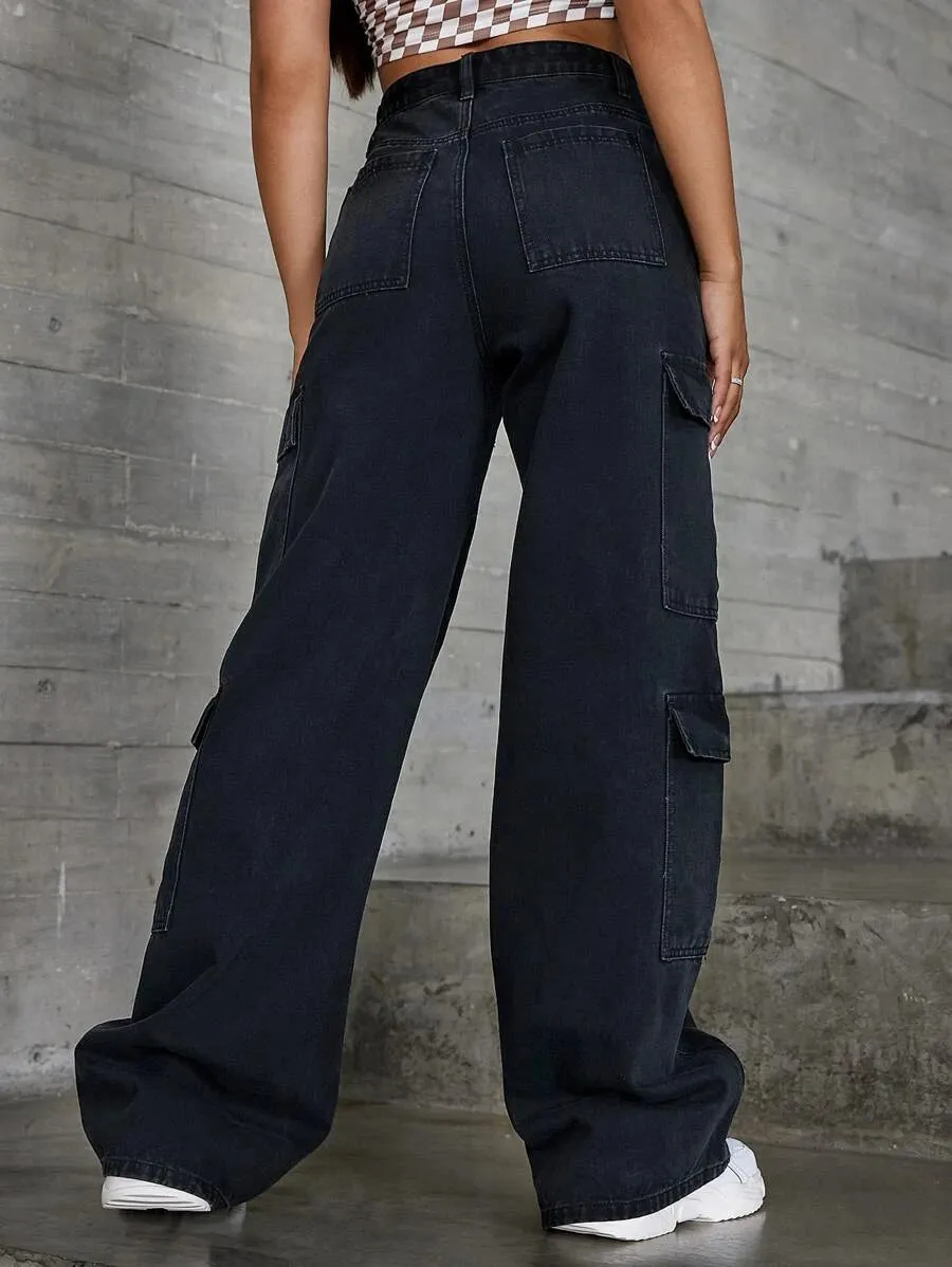 Denim Flap Pocket Cargo Jeans
