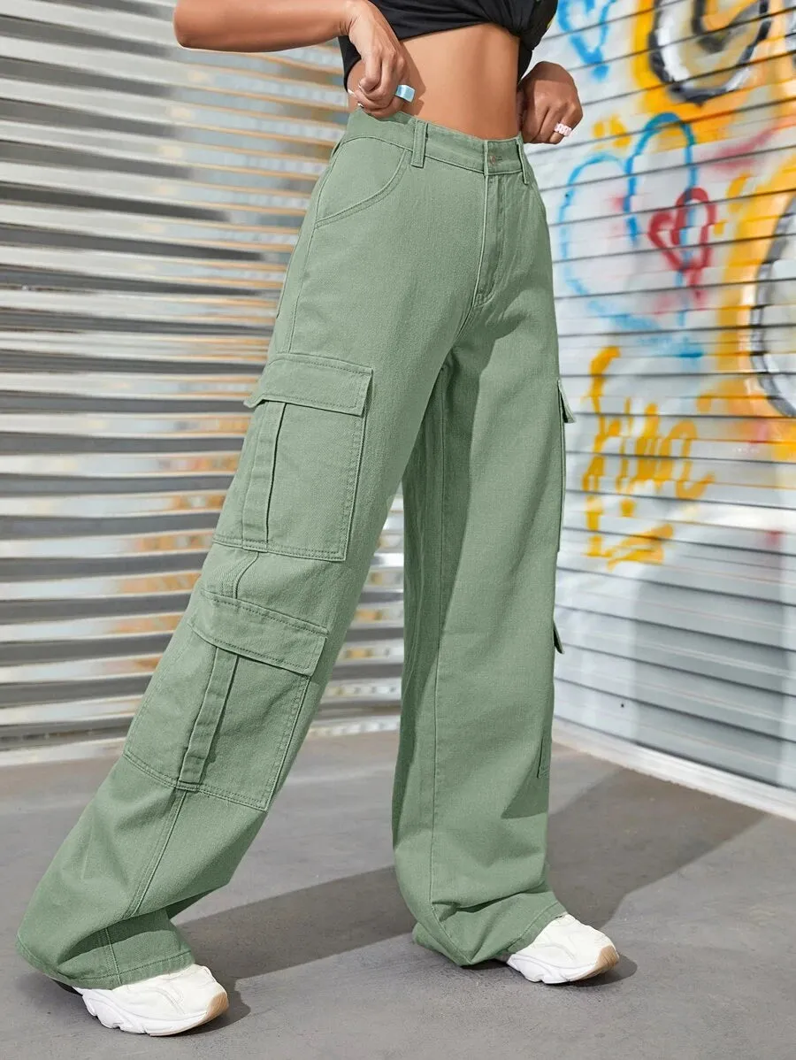 Denim Flap Pocket Cargo Jeans