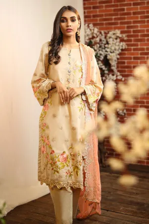 Designer lawn dress in skin color with thread embroidery # P2264