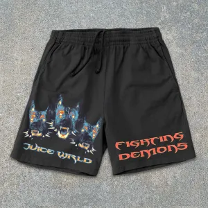 Dog Pattern Mesh Track Shorts