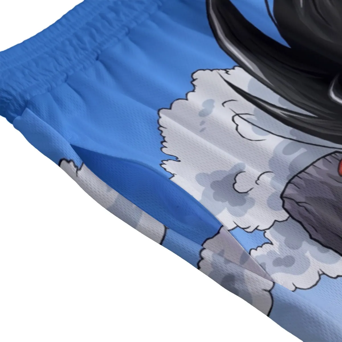 Dragon Ball Anime Angry Kid Goku Sky Clouds Blue 3D Mesh Shorts