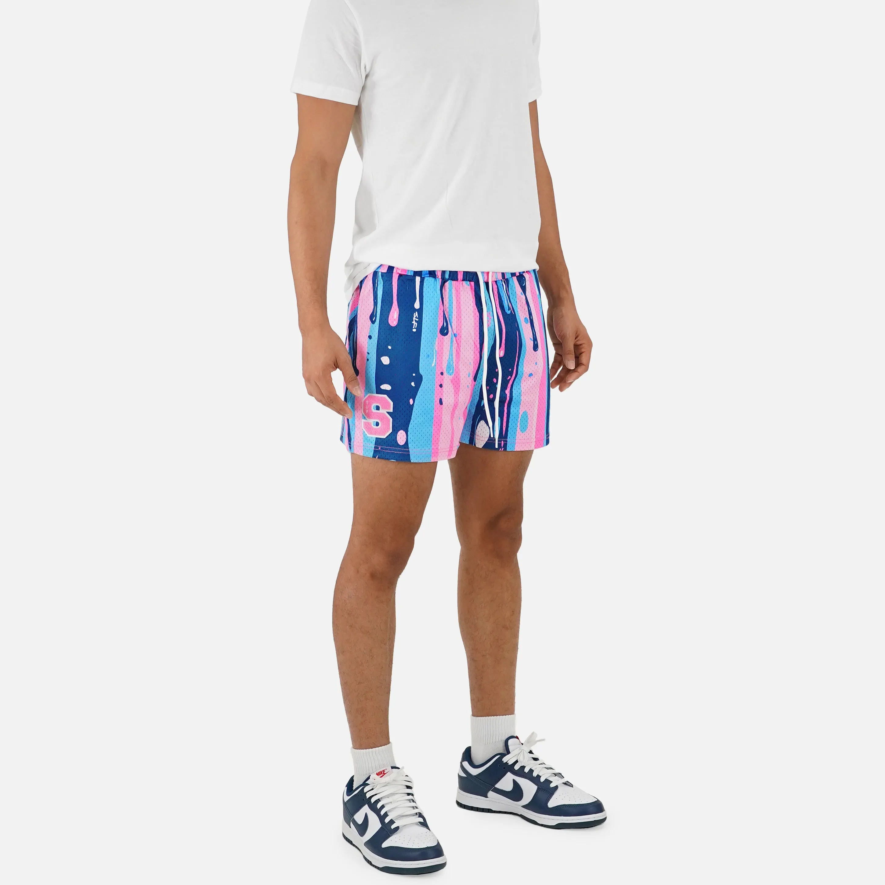 Driping Pink Blue Shorts - 5"