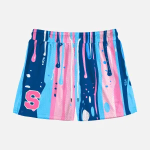 Driping Pink Blue Shorts - 5"