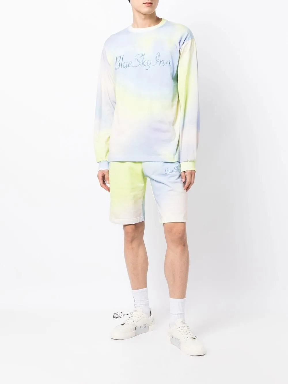 Embroidered-Logo Tie-Dye Shorts