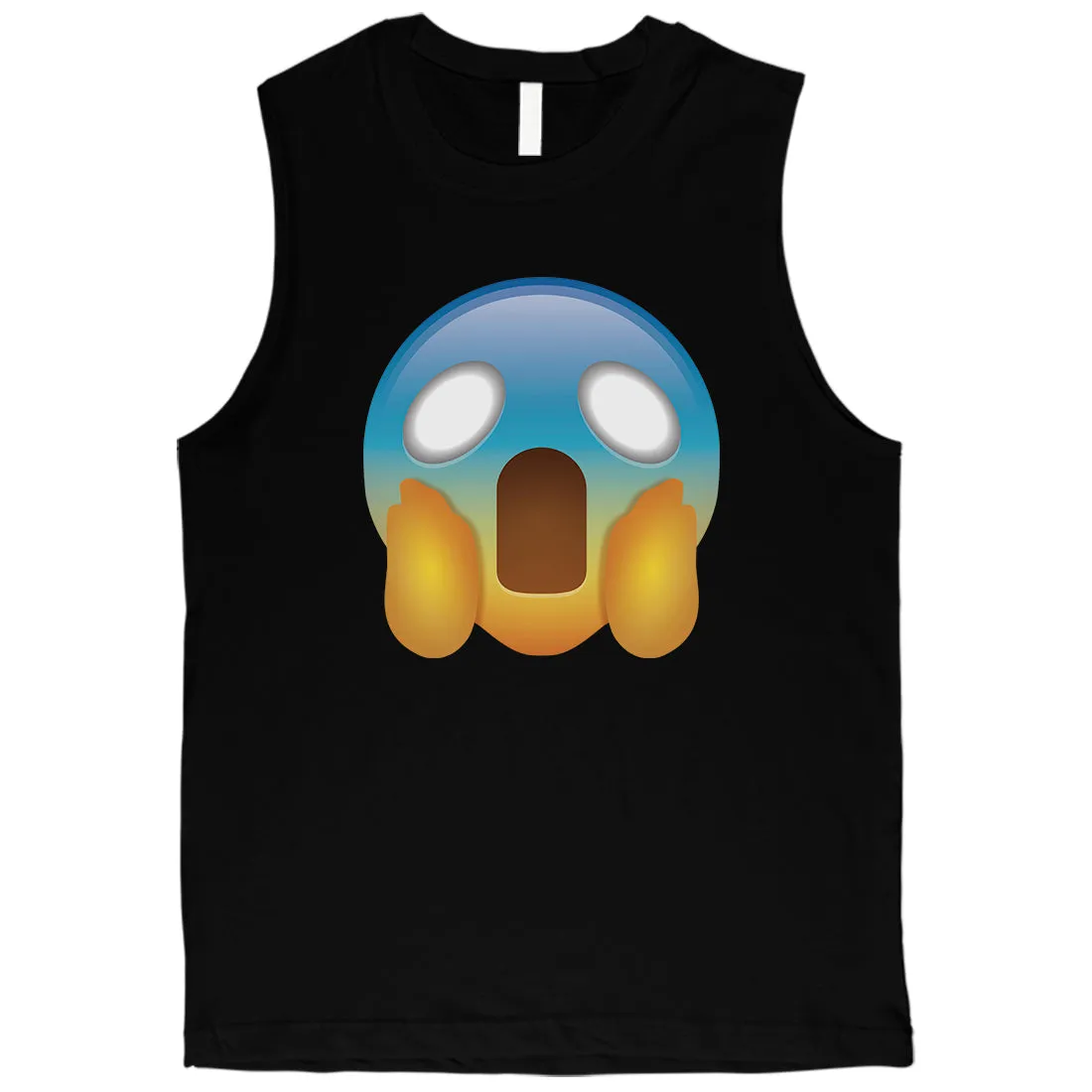 Emoji-Screaming Mens Scary Scream Horrible Halloween Muscle Shirt