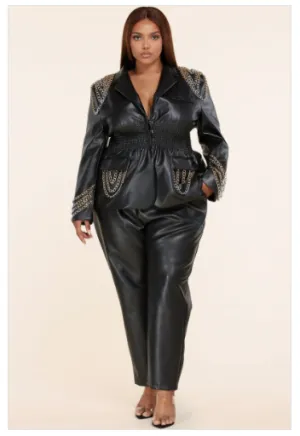 Faux Leather Suit