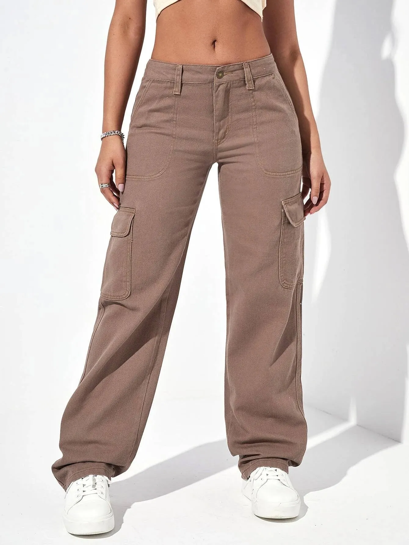 Flap Pocket Cotton Cargo Jeans