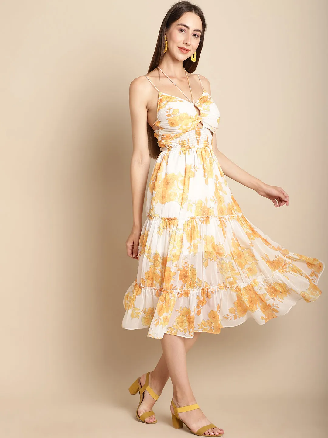 Floral Printed Chiffon Dress