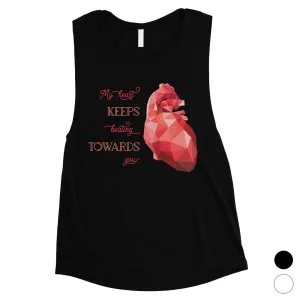 Geometric Heart Beating Womens Muscle Shirt Valentine's Day Gift