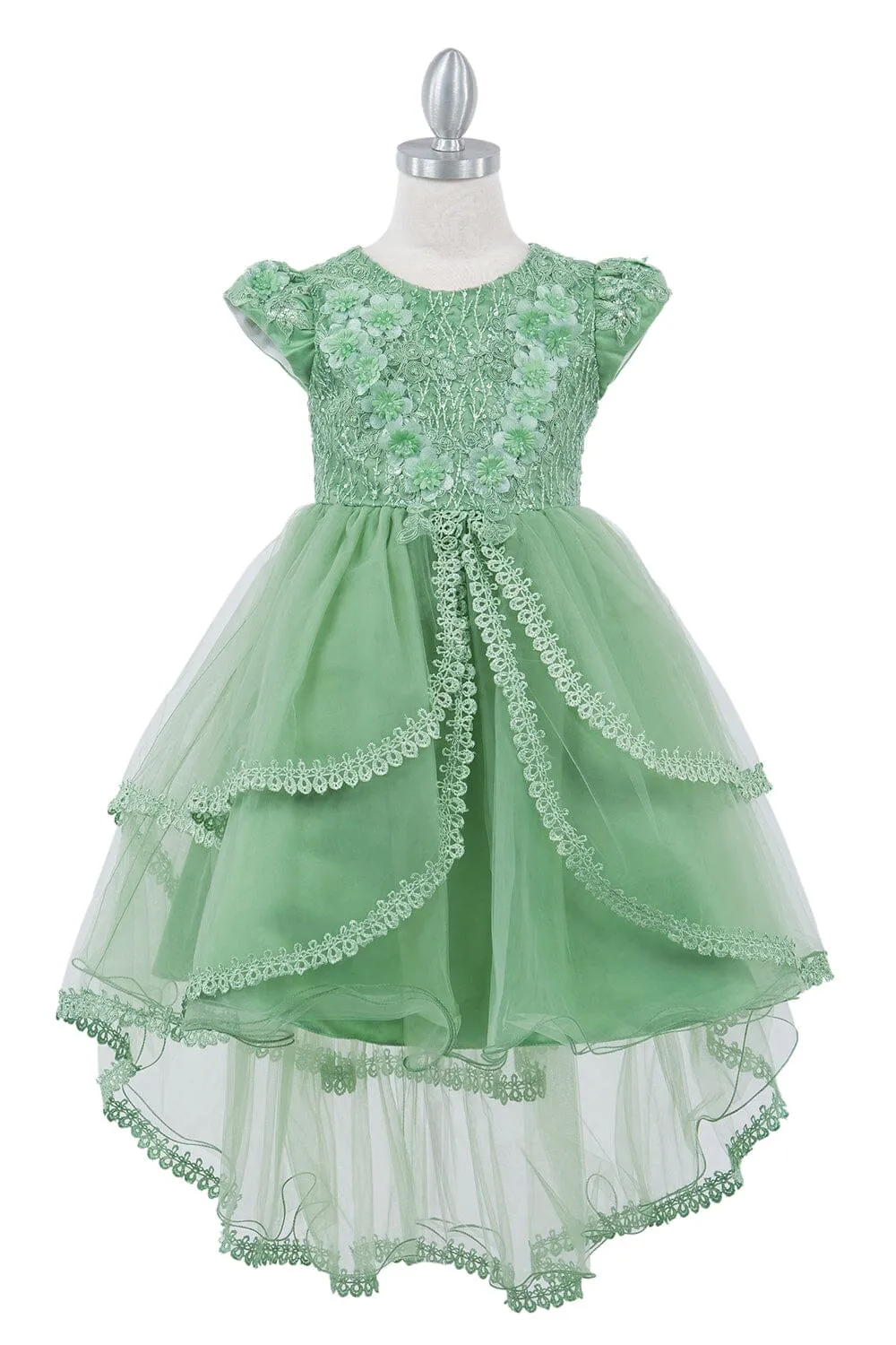 Girls Cap Sleeve High Low Dress by Cinderella Couture 9123