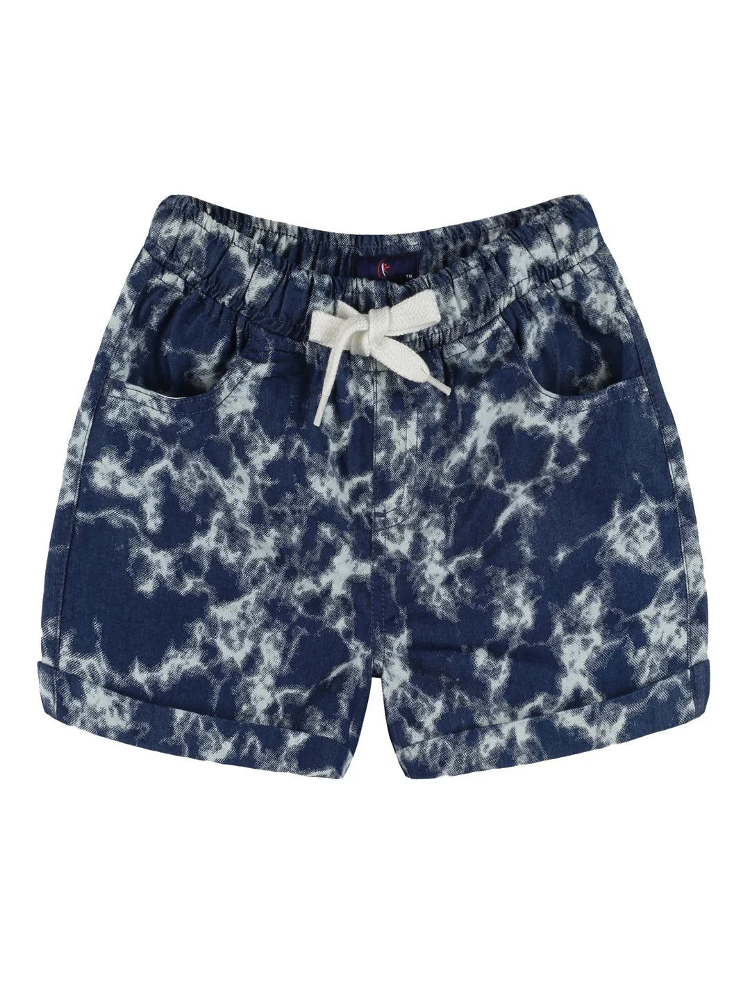 Girls Cropped Print Polo & Basic Roll up Hot Short Set