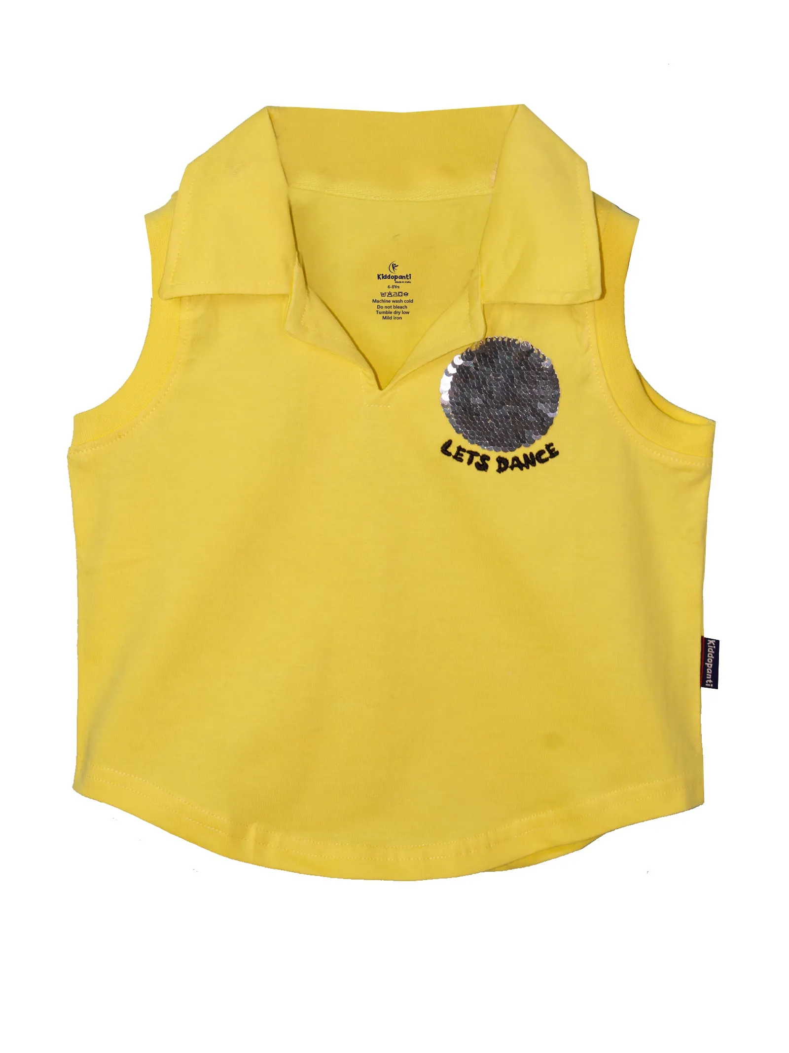 Girls Cropped Print Polo & Basic Roll up Hot Short Set