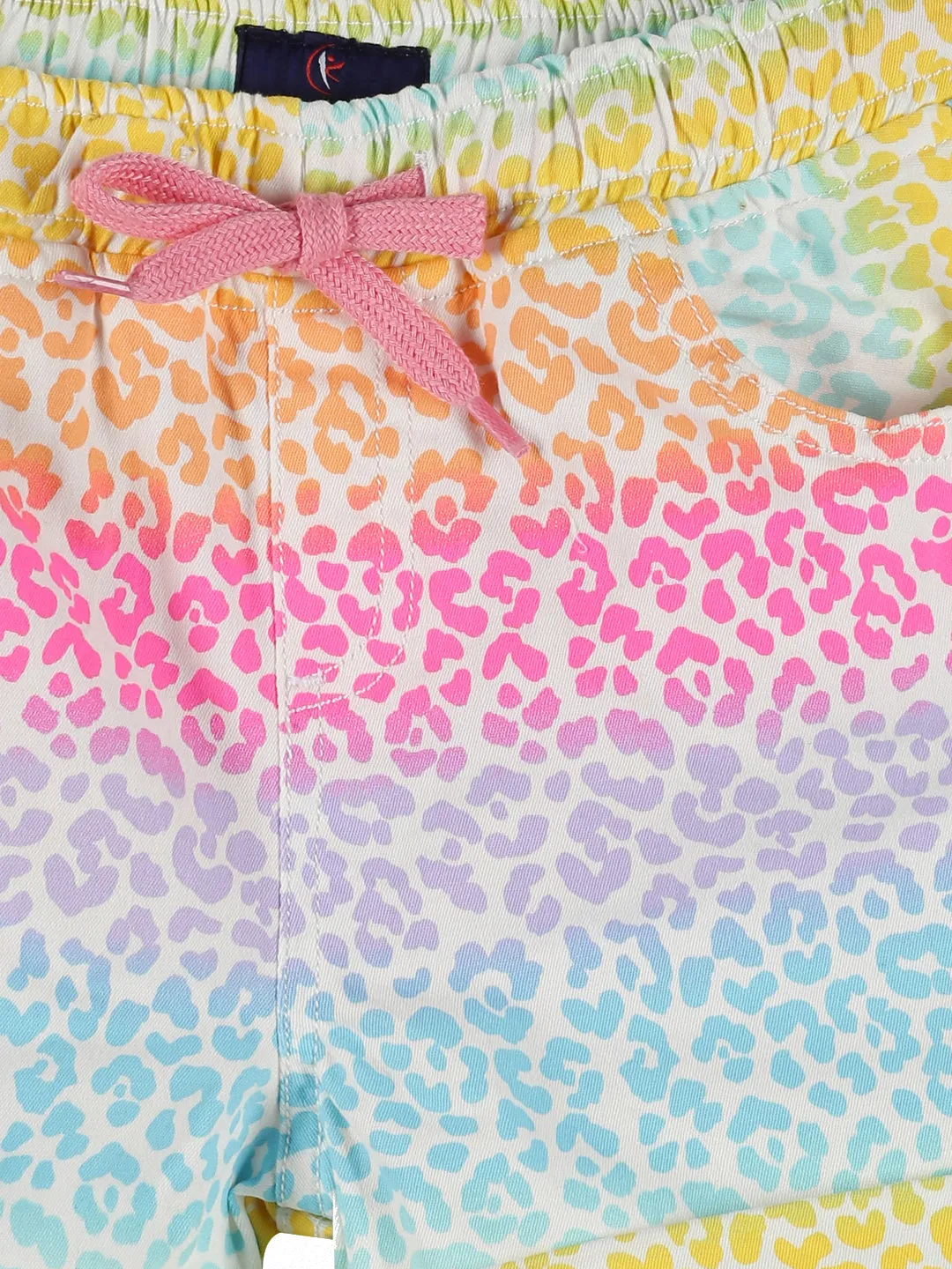 Girls Cropped Print Polo & Basic Roll up Hot Short Set