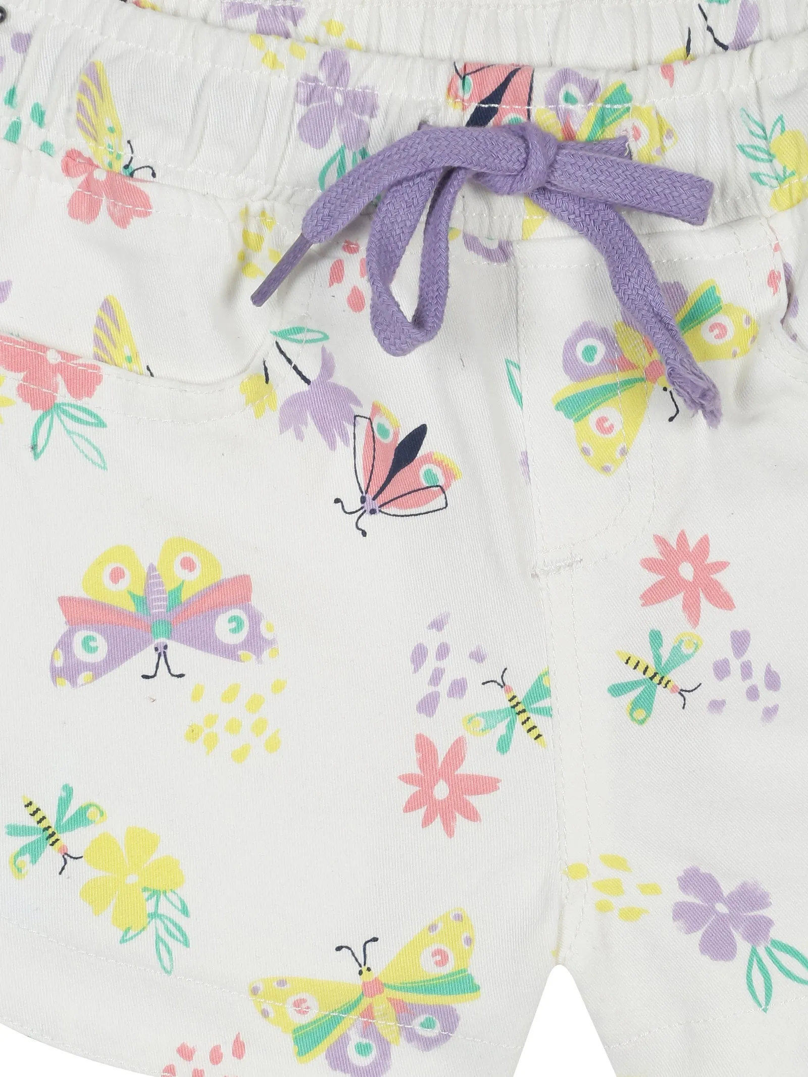 Girls Cropped Print Polo & Basic Roll up Hot Short Set