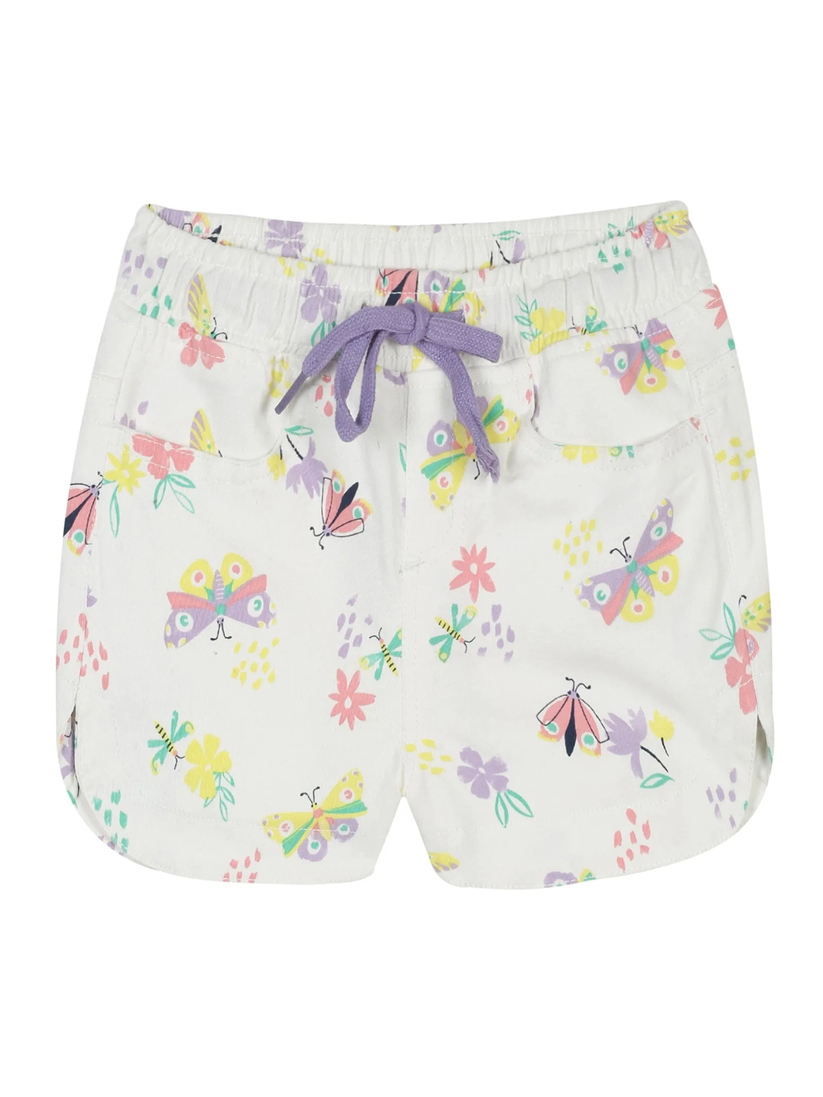 Girls Cropped Print Polo & Basic Roll up Hot Short Set