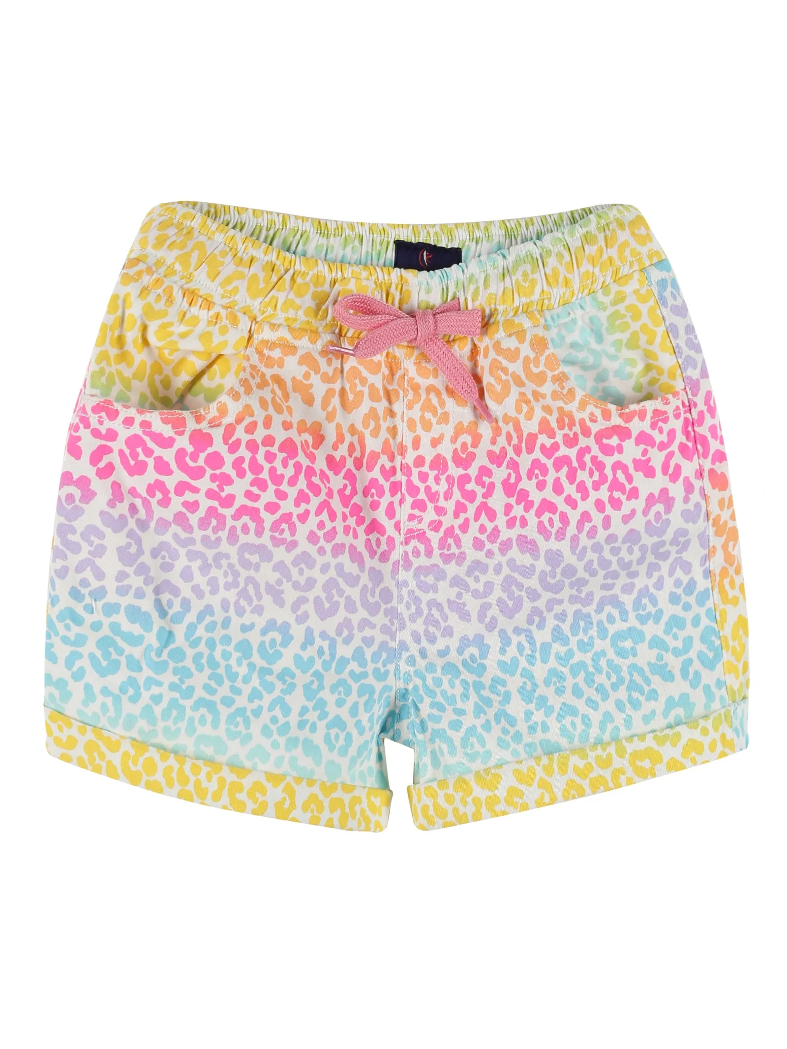 Girls Cropped Print Polo & Basic Roll up Hot Short Set