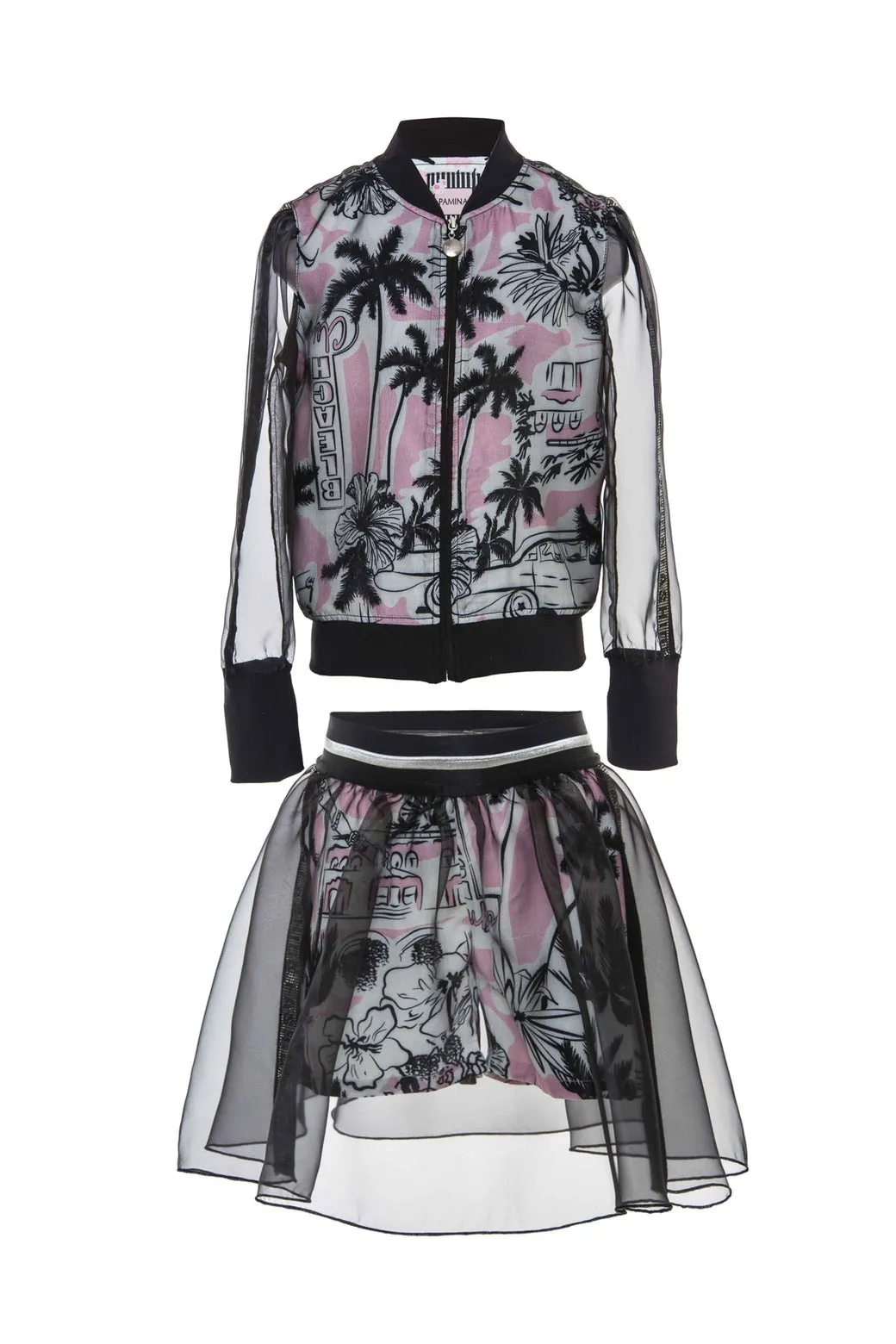 Girls Outfit Palm Themed Bomber and Shorts