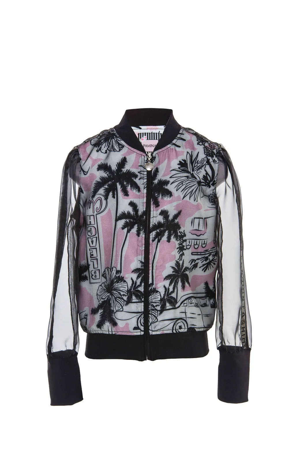 Girls Outfit Palm Themed Bomber and Shorts