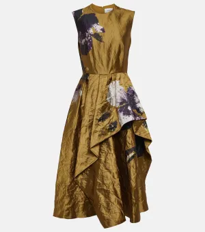 Gold floral midi dress
