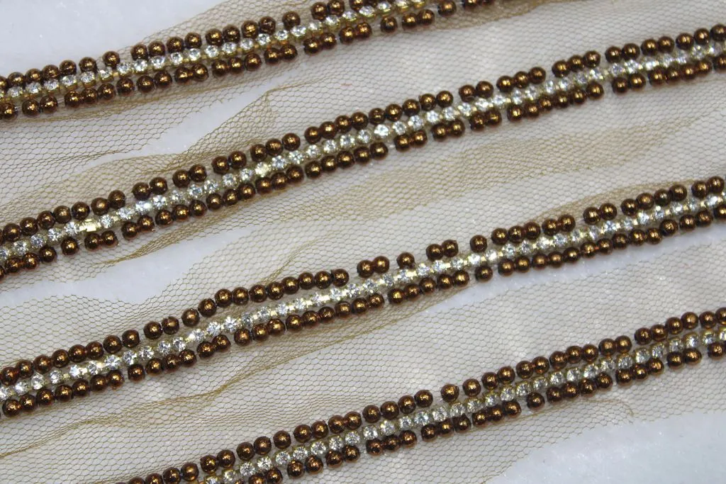 Golden Stone Work Embroidered Border