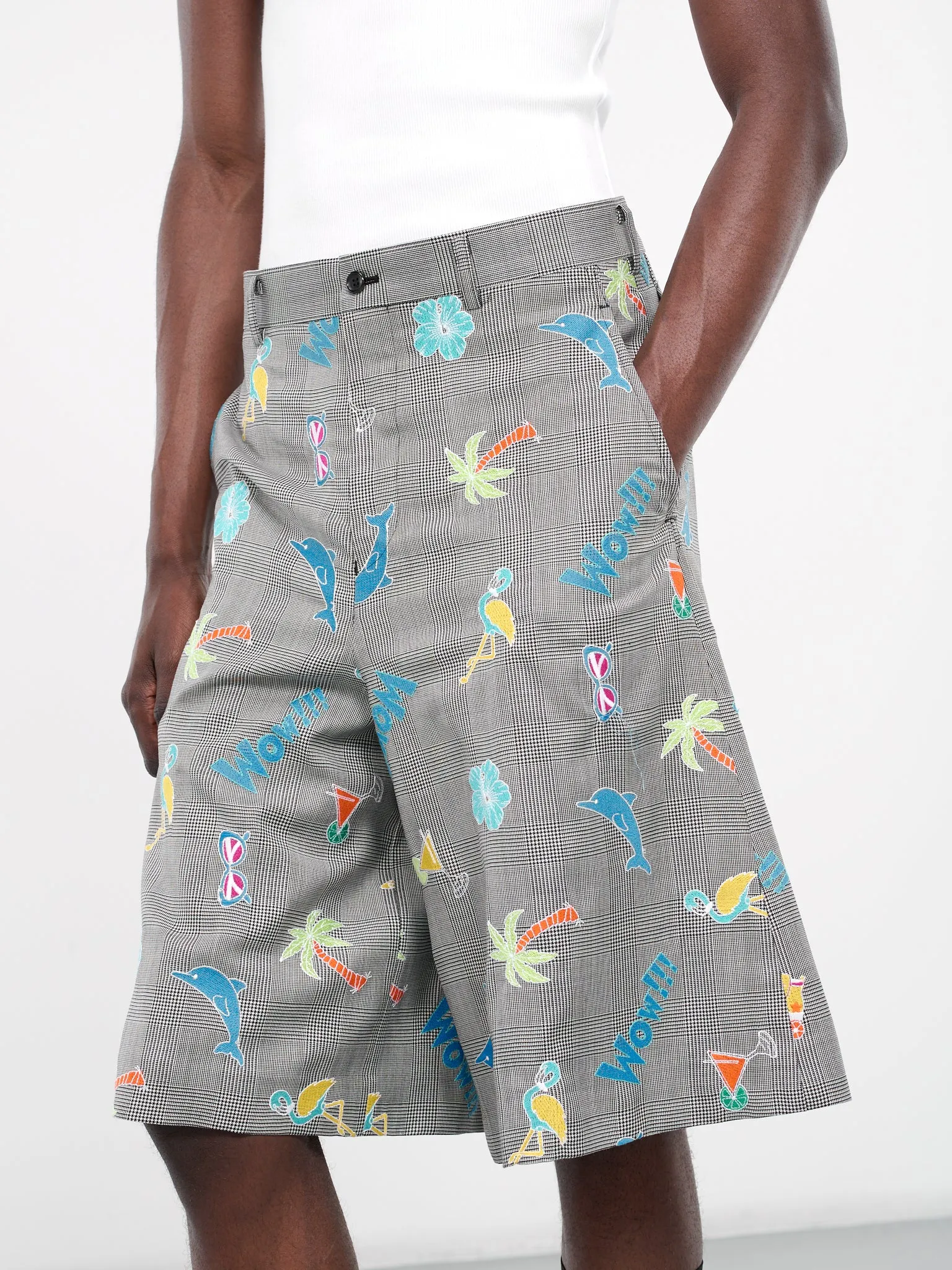 Graphic Plaid Shorts (PM-P001-051-BLACK-NATURAL-MULT)