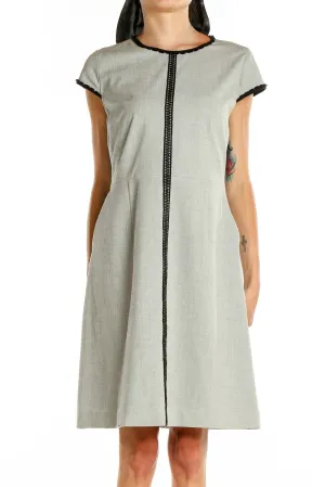Gray Cap Sleeve A-Line Dress