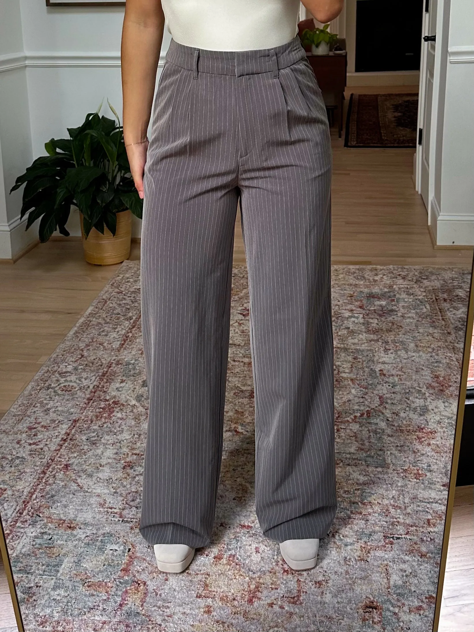 Grey Pinstripe Blazer & Trousers Set