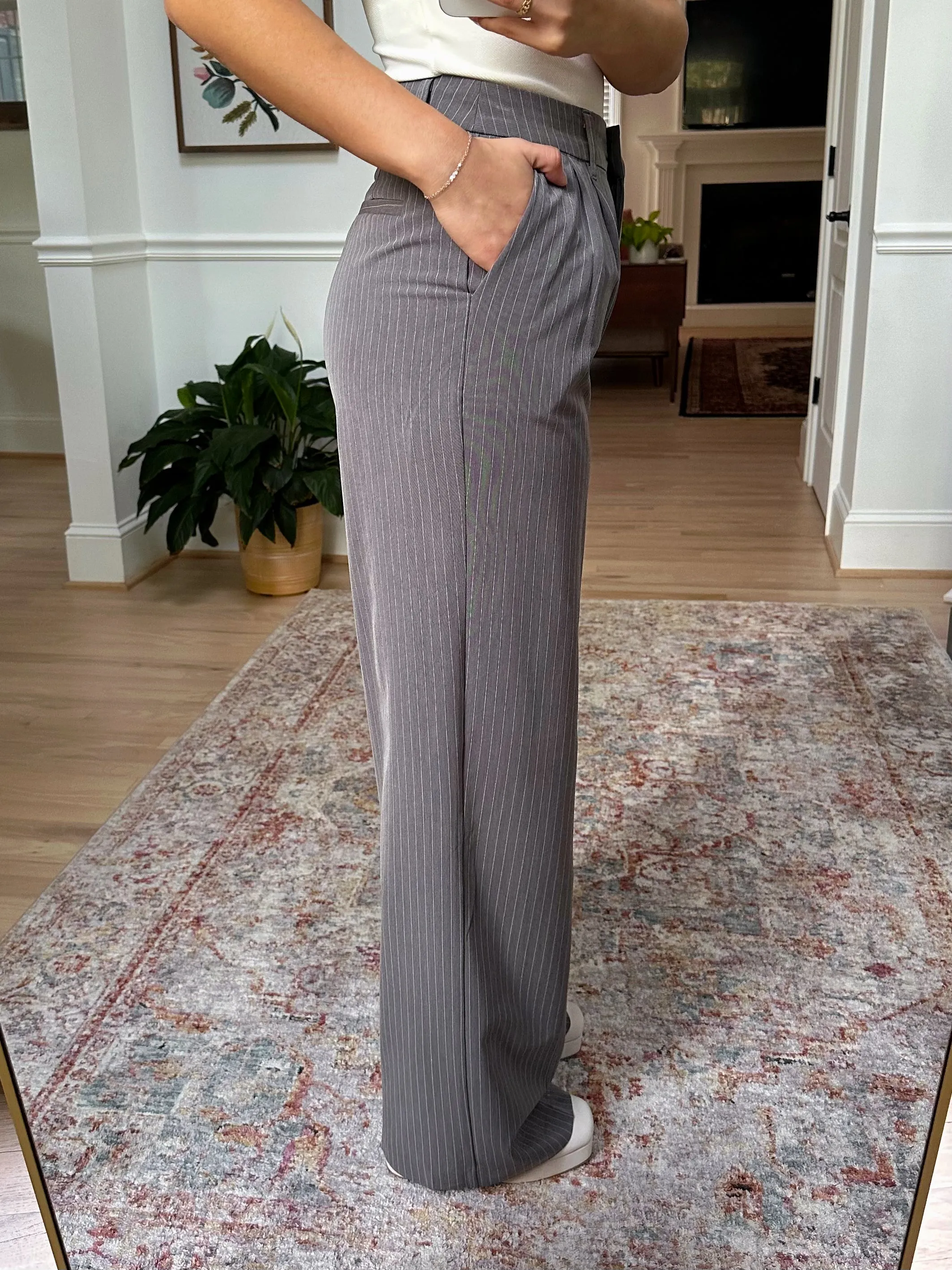 Grey Pinstripe Blazer & Trousers Set